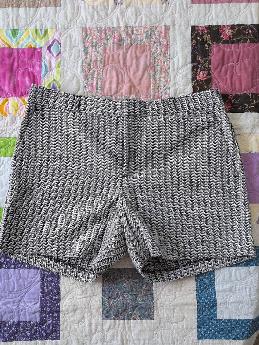 Banana Republic Black and White Herringbone Shorts